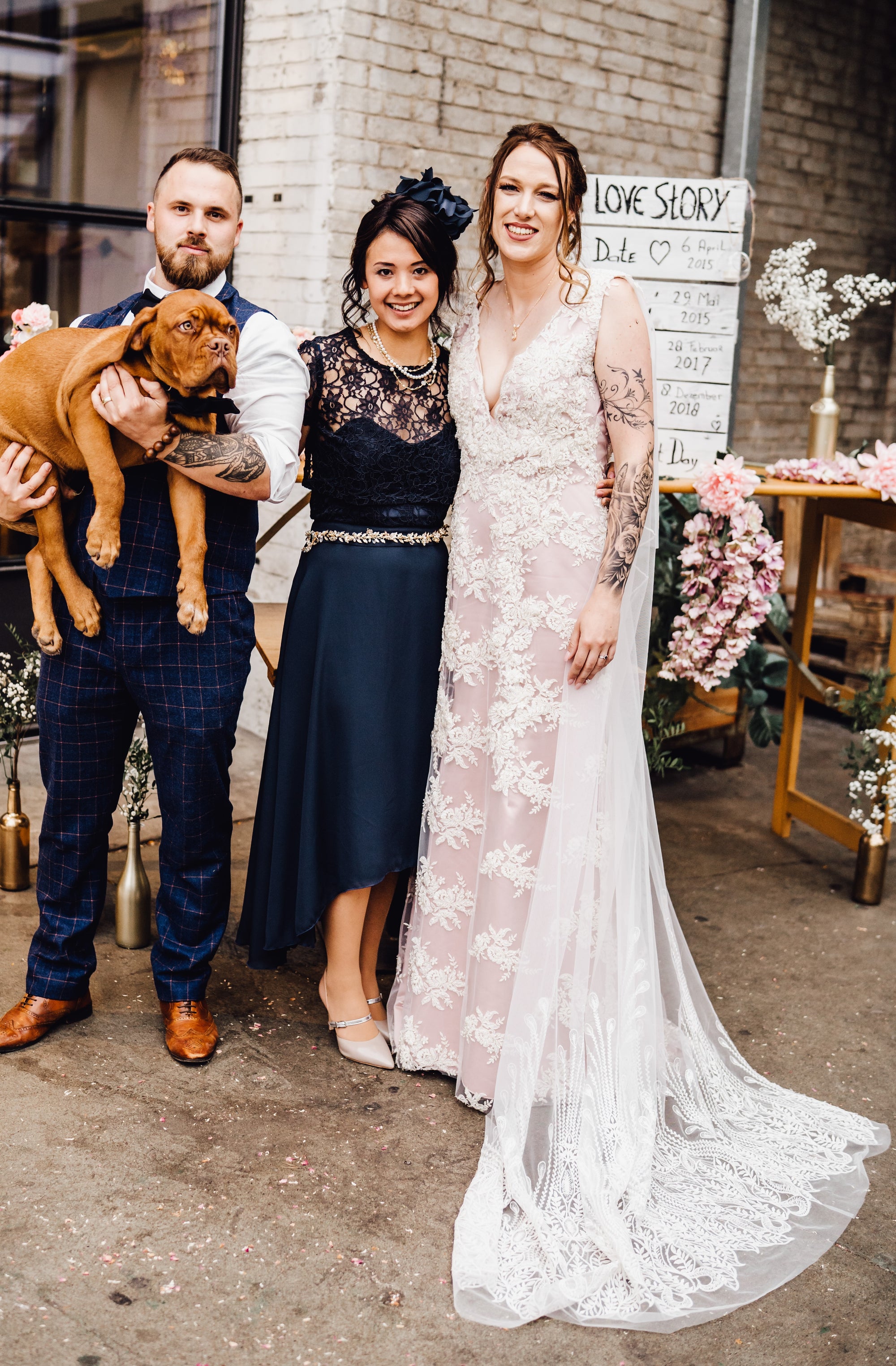 Beautiful blush wedding dress using ivory beaded lace Nicole Antique Rose satin Contessa and ivory lace North for the bridal cape