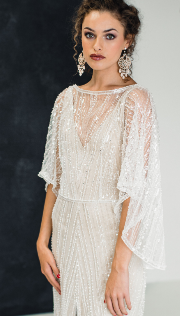 Modern wedding dress featuring contemporary ivory lace Fatoumata 7