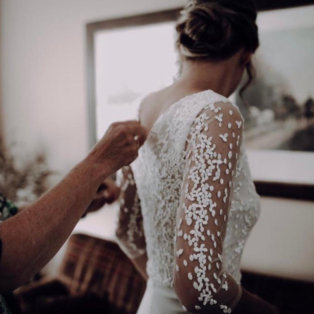 Wedding Dress made from embroidered ivory tulle lace Gabby 13