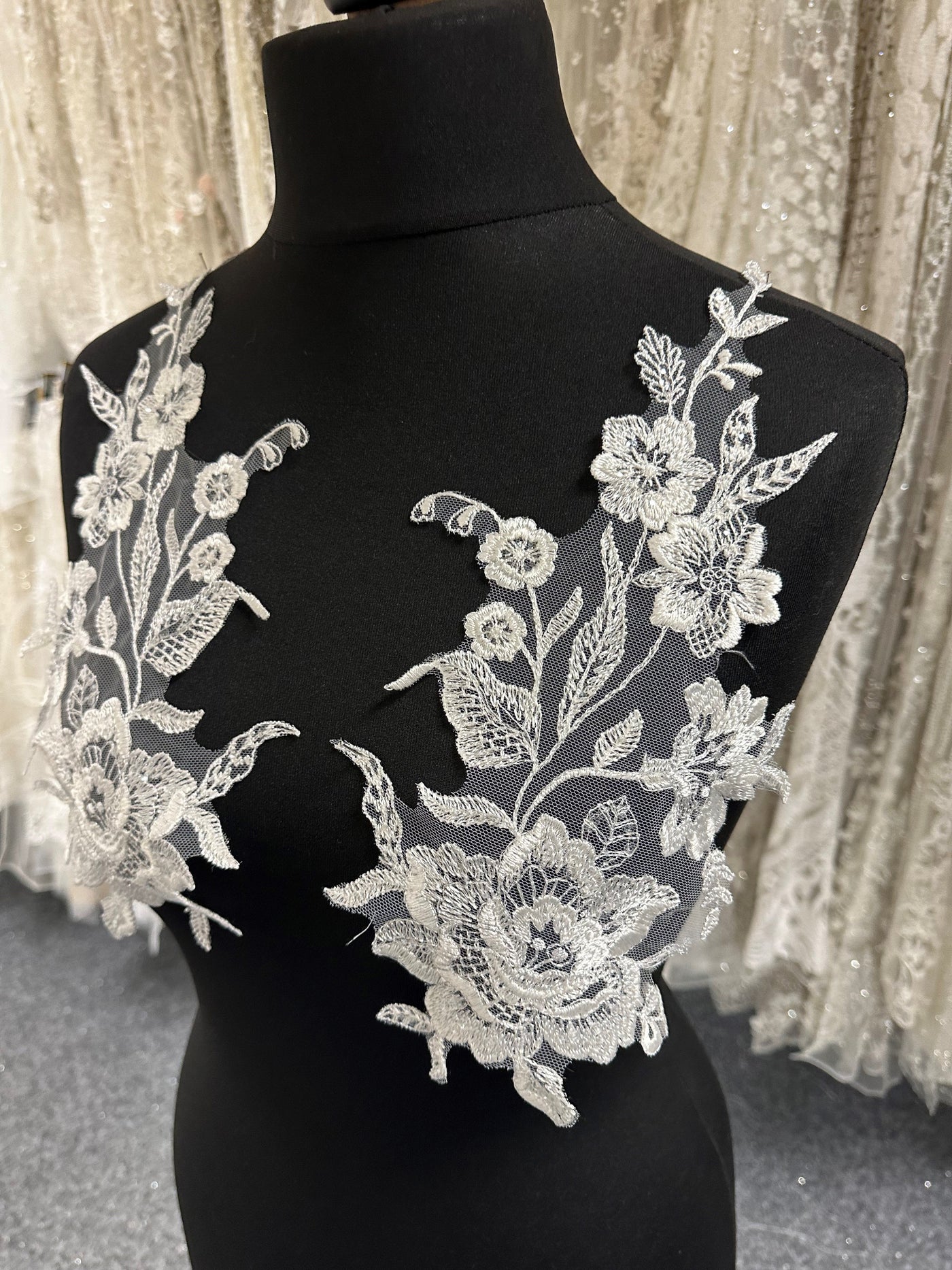 Sequined Appliqués for Bridal Gowns.