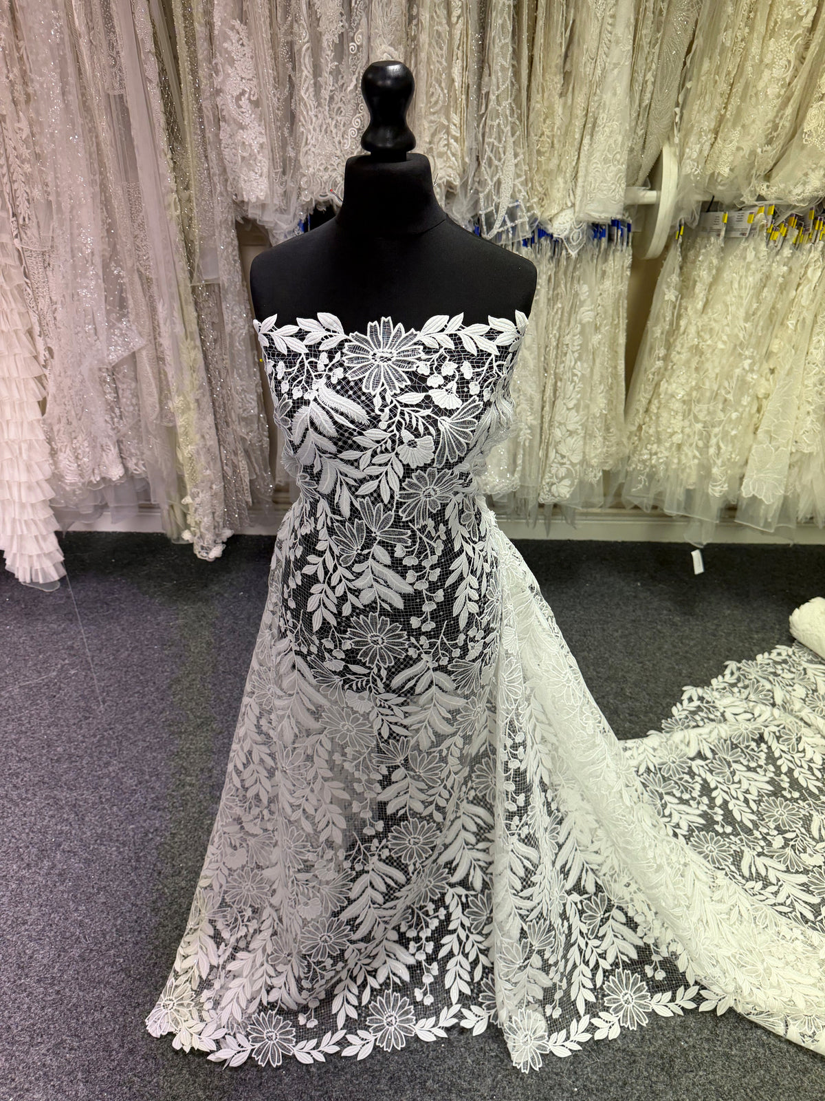 Dentelle de mariée à paillettes ivoire - EB3049