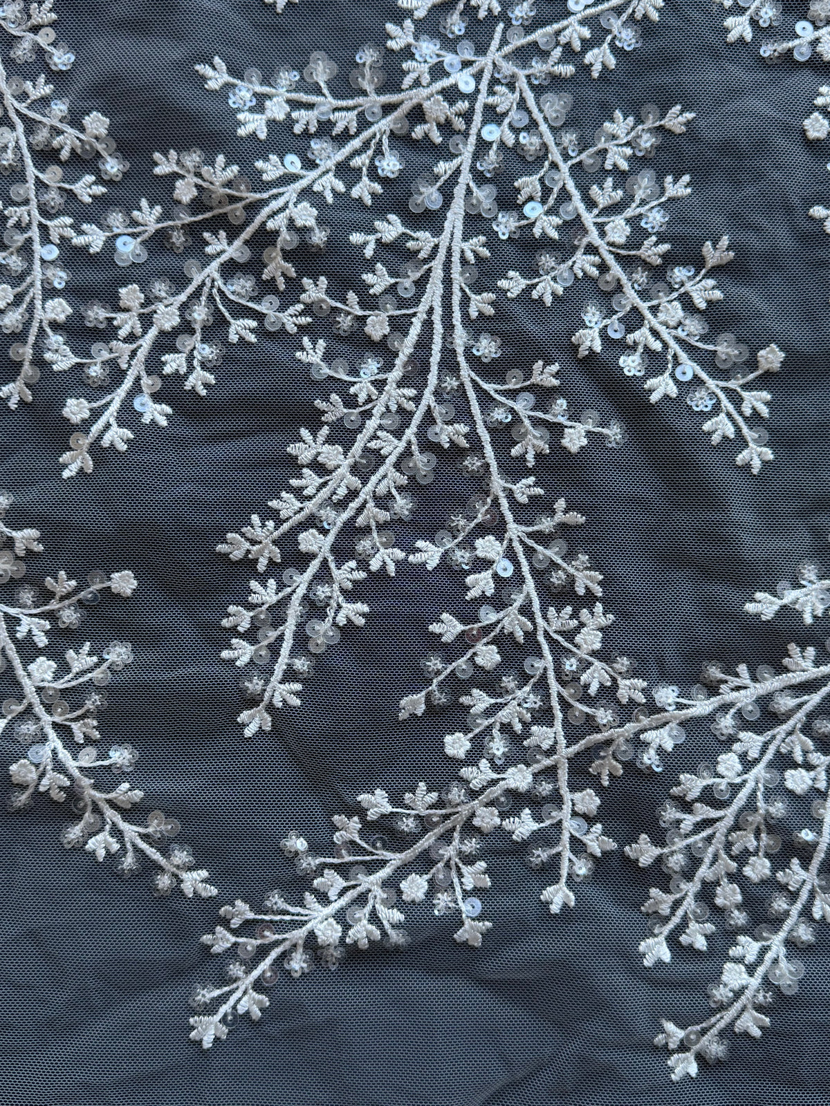 Dentelle à paillettes ivoire - EB3065