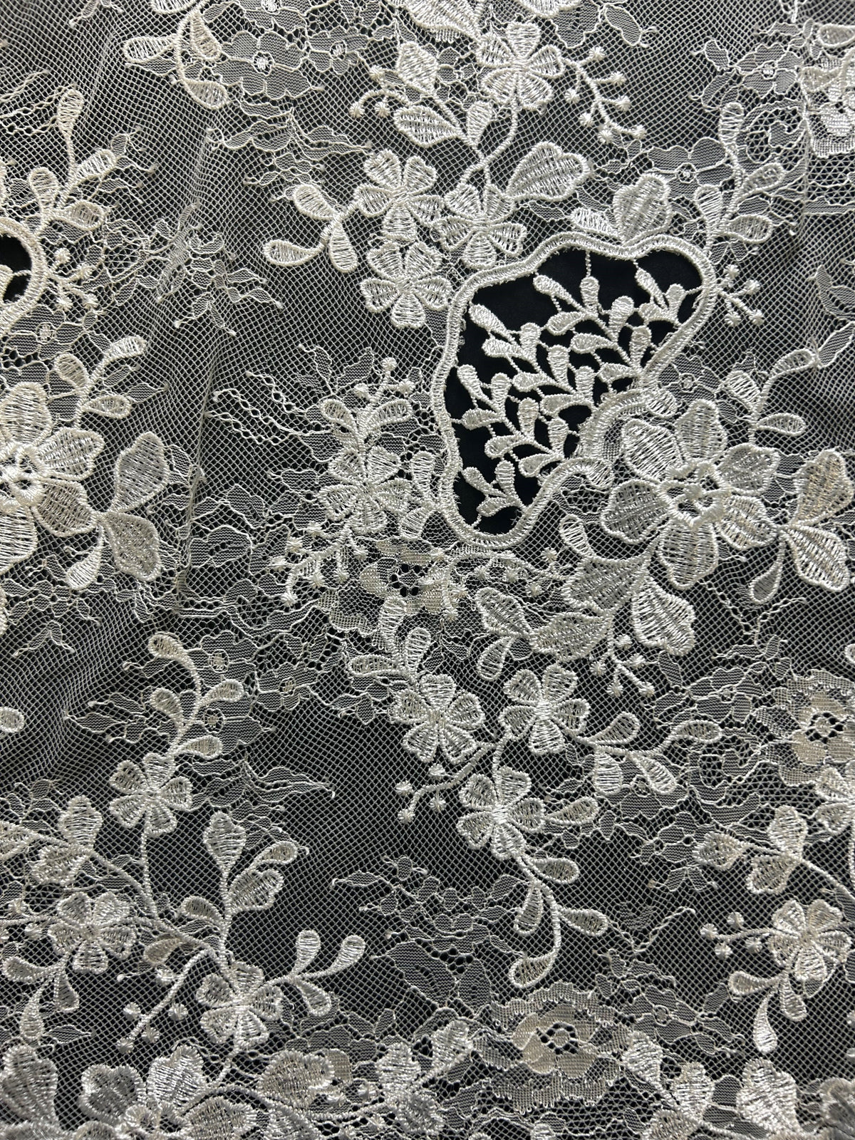 Dentelle Raschel Brodée Ivoire - Aranza