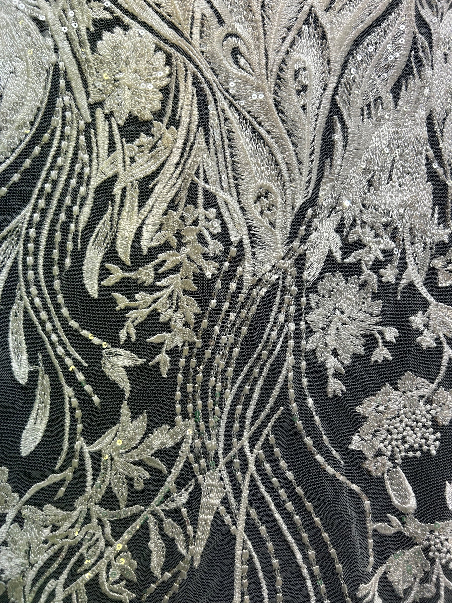 Dentelle Broderie Paillettes Ivoire - Dusk