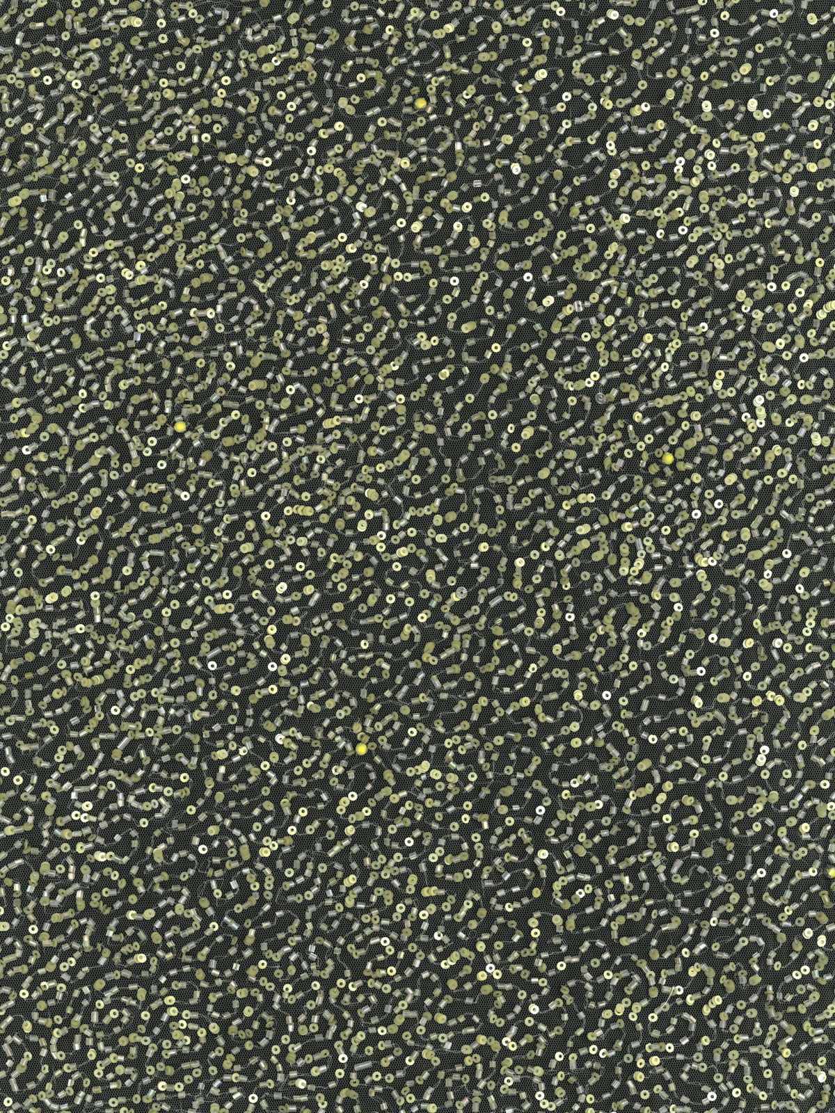 Tulle brodé de perles vert citron - EB1012