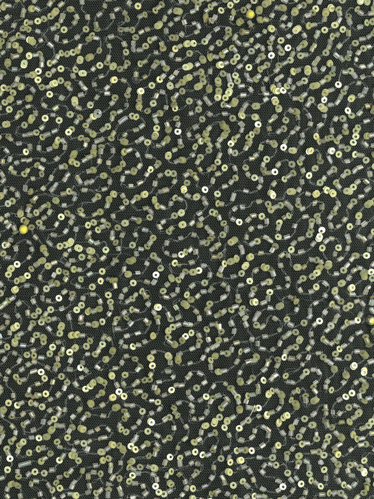 Tulle brodé de perles vert citron - EB1012