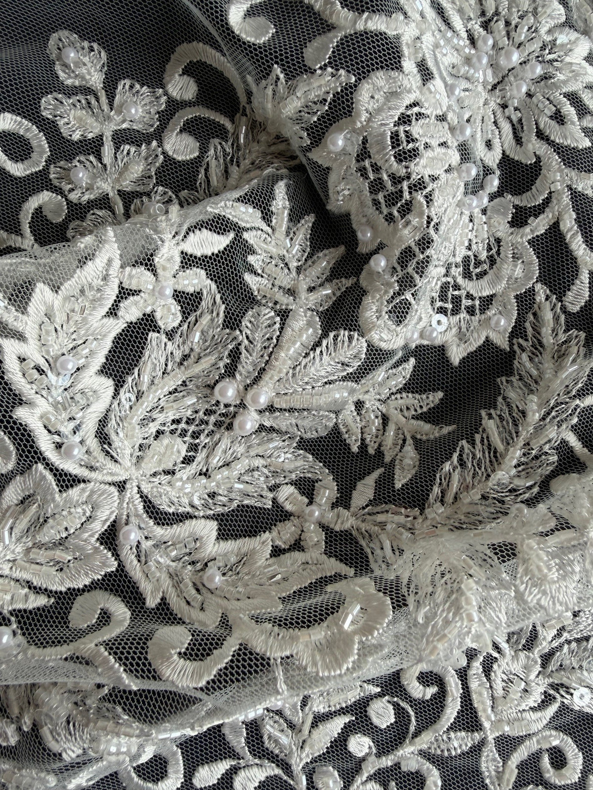 Dentelle perlée ivoire - EB1031
