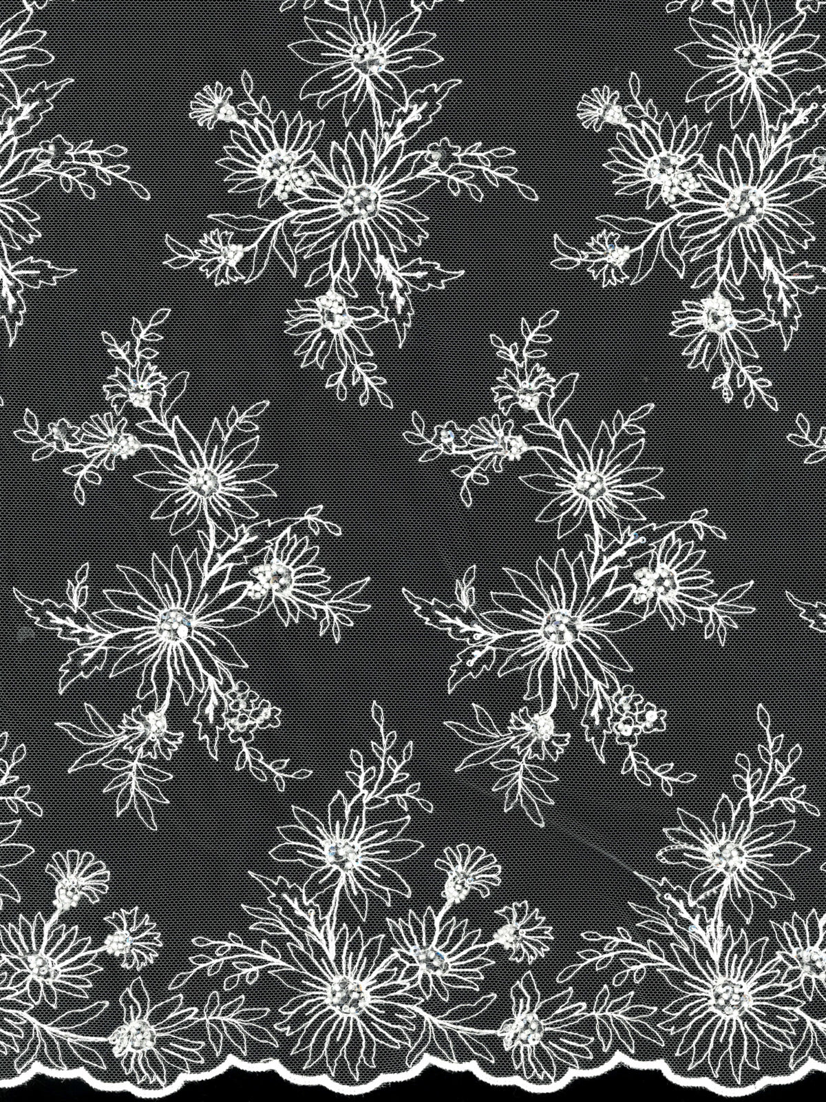 Tulle brodé de perles ivoire S - EB1084