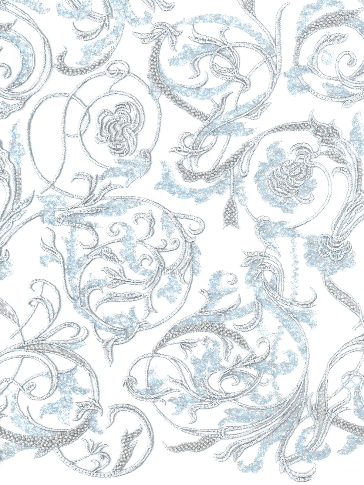 Tulle brodé de perles couleur calcaire - EB1091