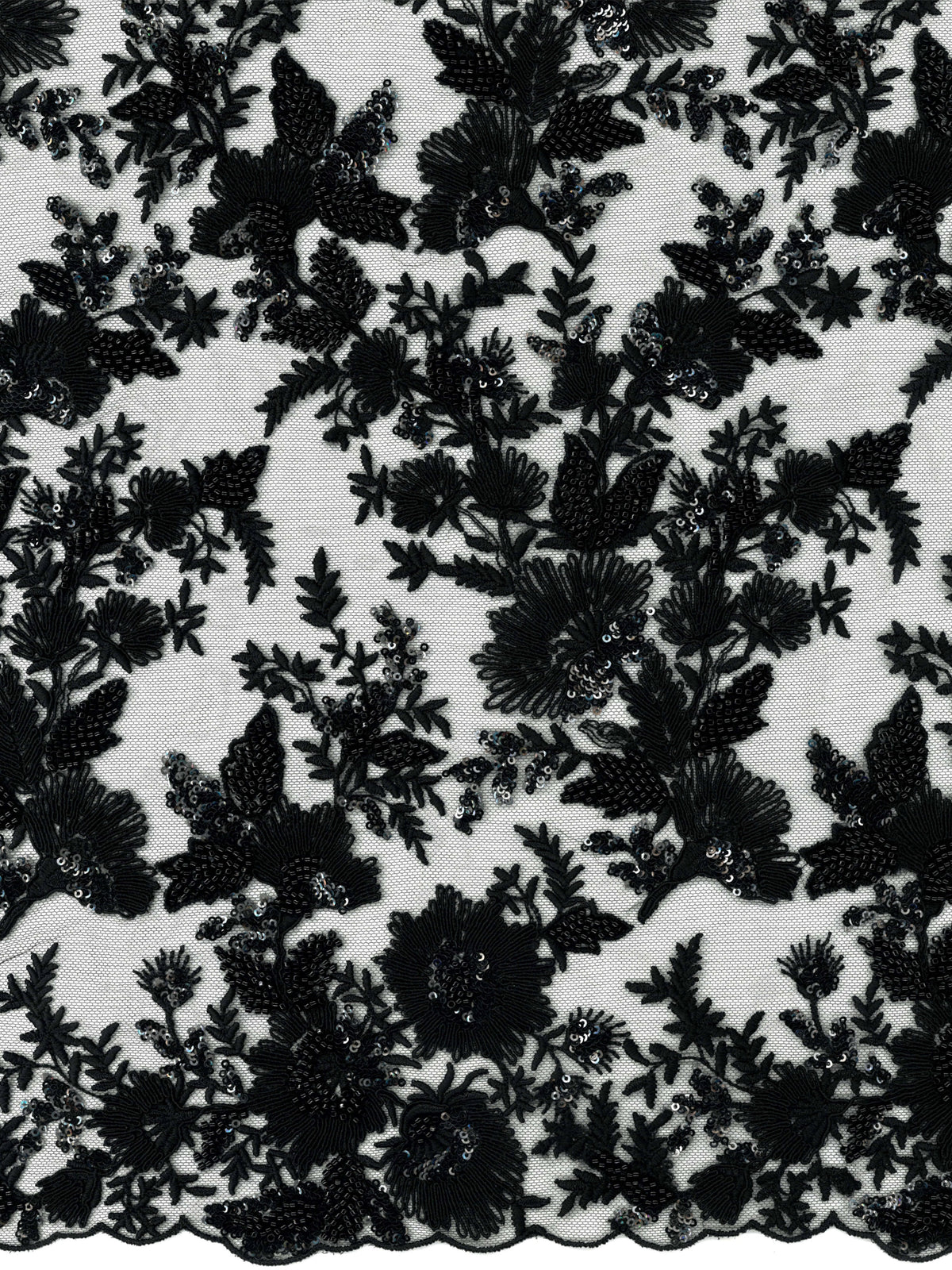 Tulle noir brodé de perles - EB1095