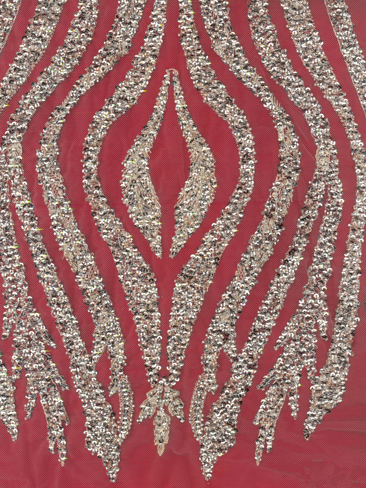 Tulle brodé de perles or/ivoire - EB1104