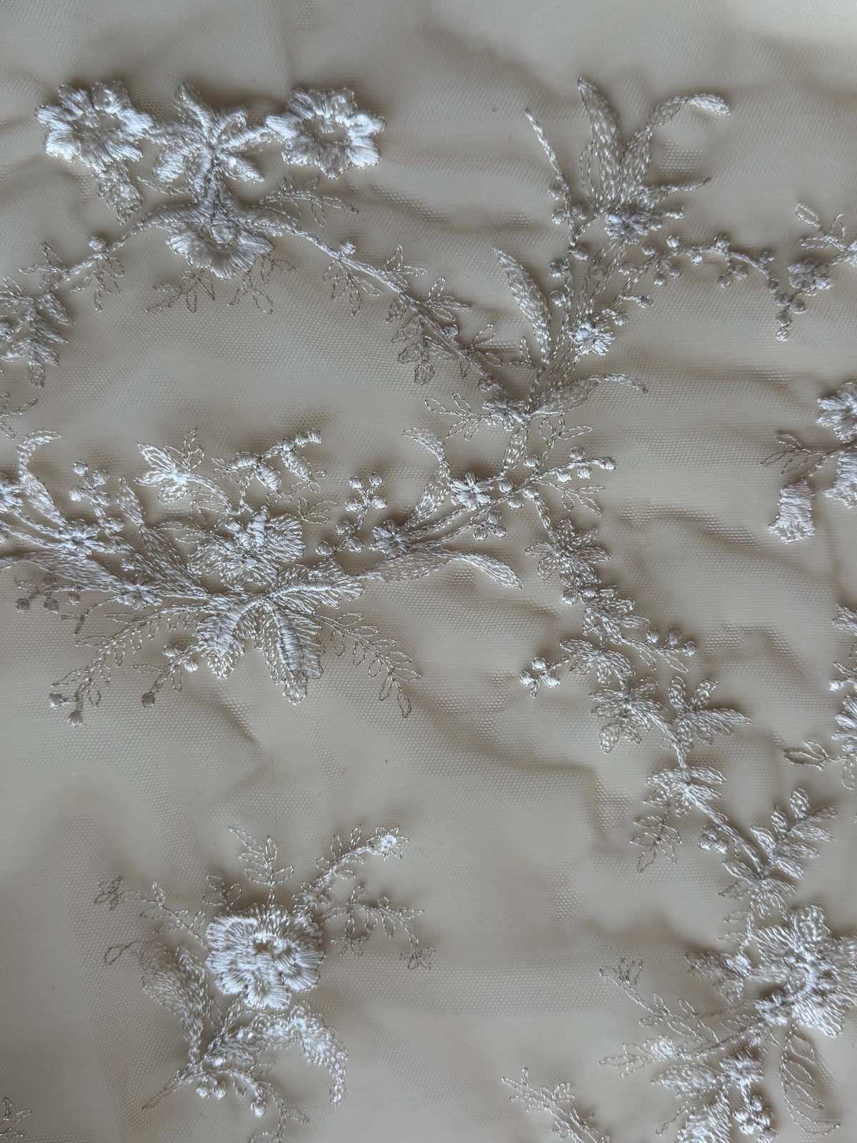 Ivory on Nude Embroidery Lace - EB3027