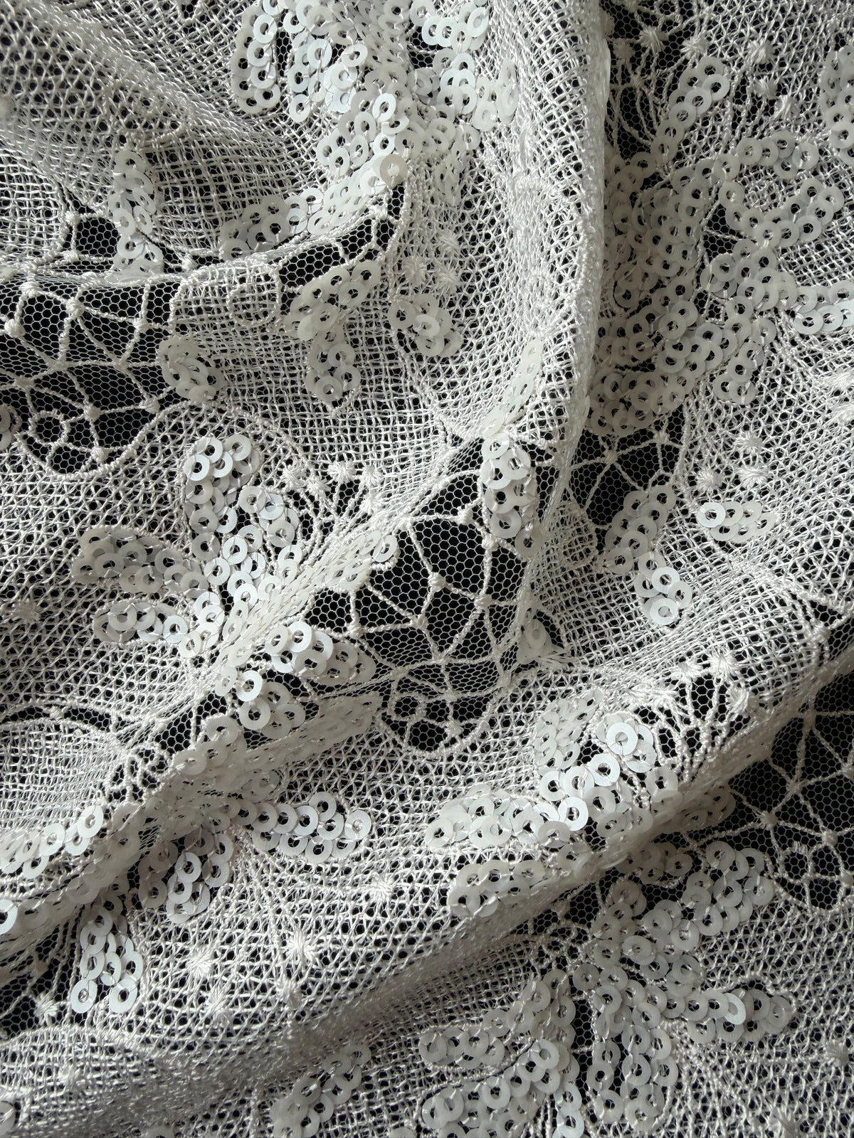 Dentelle brodée de sequins ivoire - EB3038