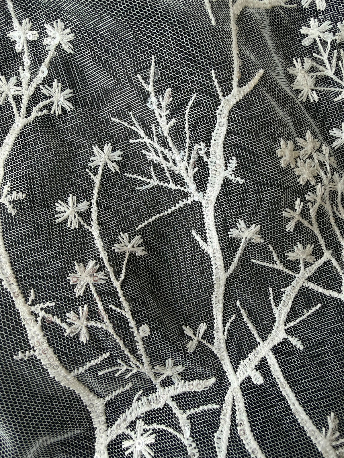 Dentelle brodée de sequins ivoire - EB3043