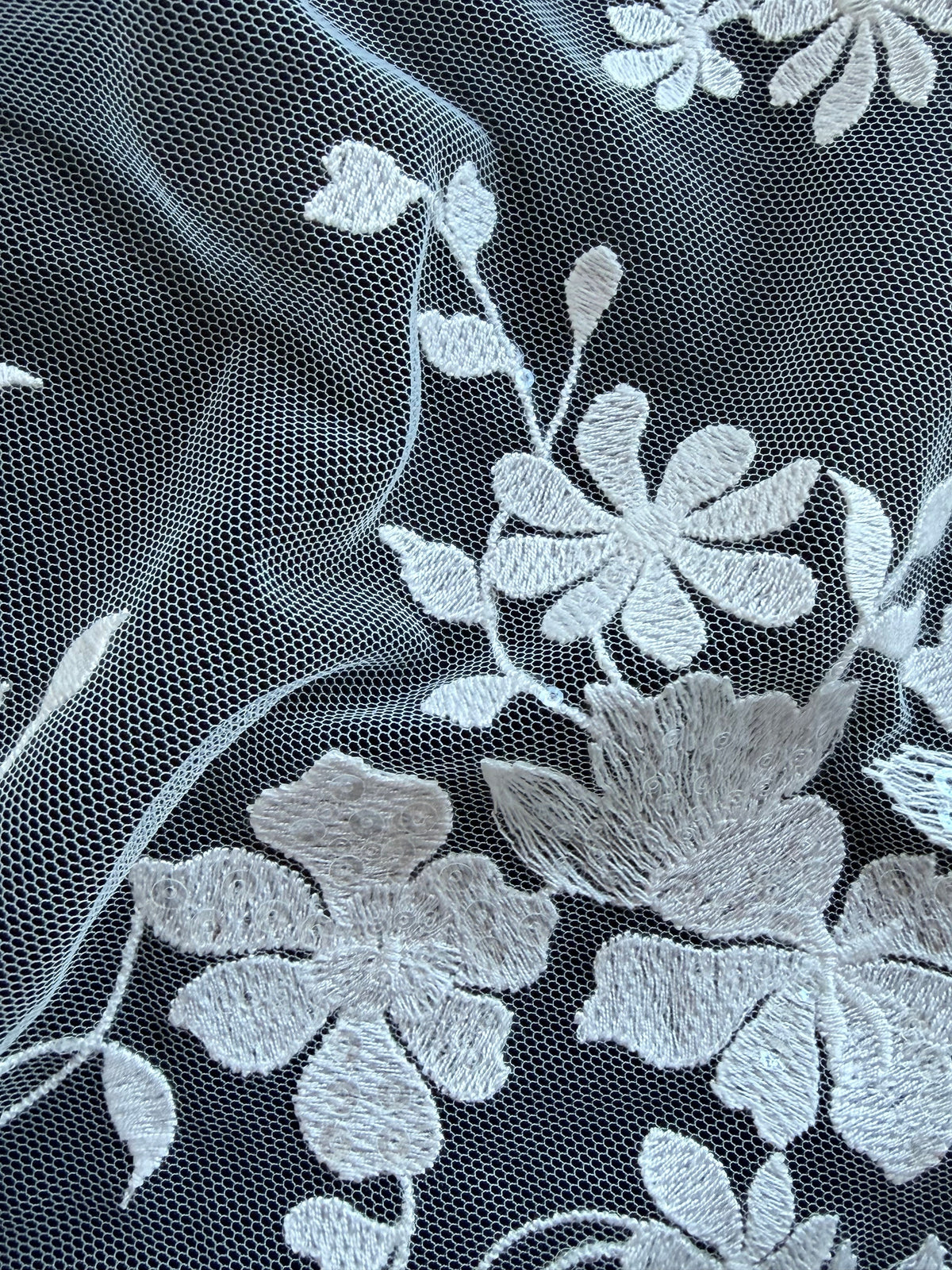 Dentelle à paillettes ivoire - EB3063