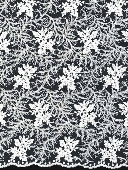 Ivory 3D Embroidered Tulle - EB5008