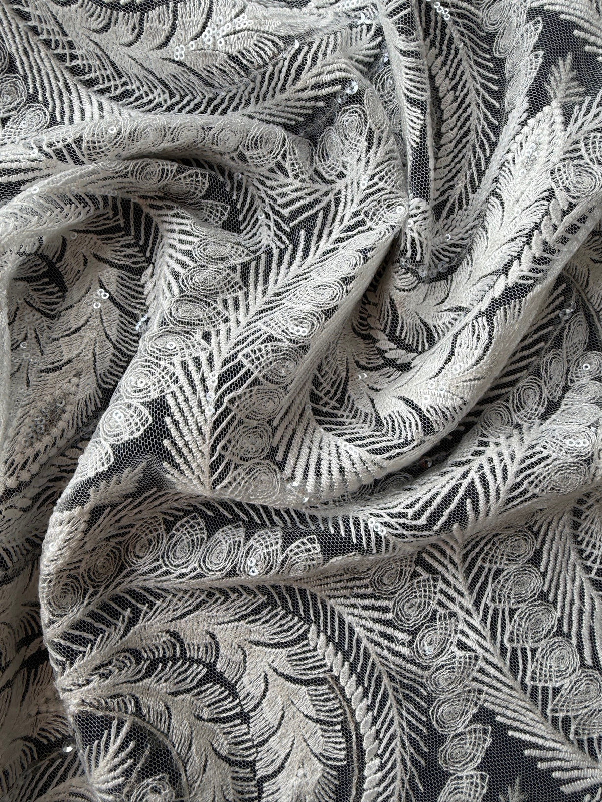 Dentelle à paillettes ivoire - EB3048