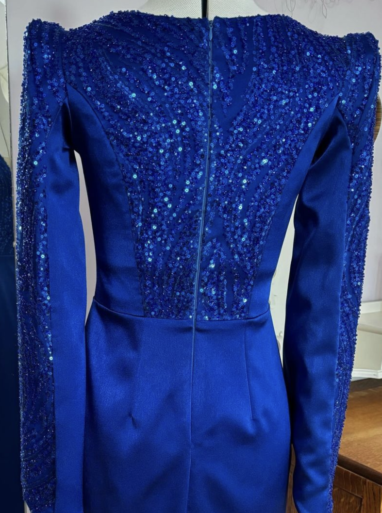 Dentelle perlée et pailletée bleue - Gillian