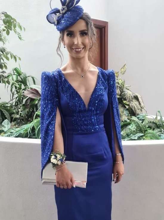 Dentelle perlée et pailletée bleue - Gillian