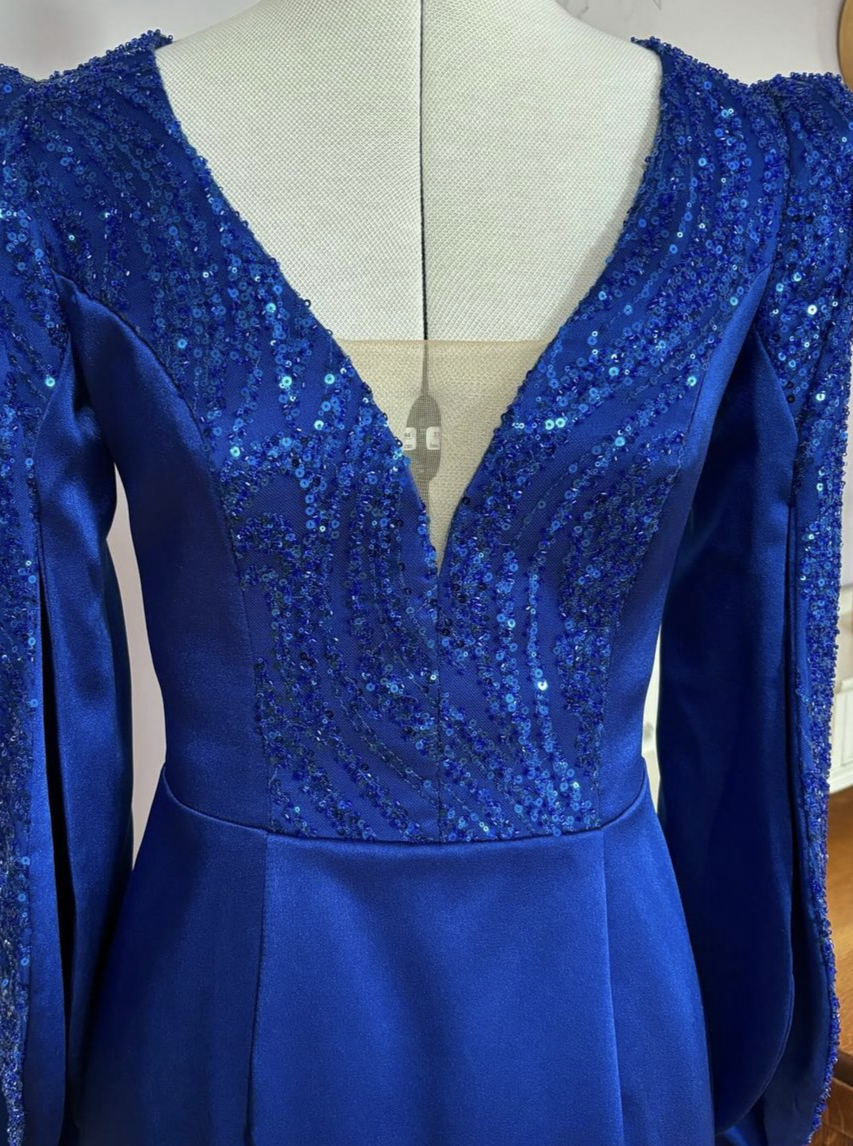 Dentelle perlée et pailletée bleue - Gillian