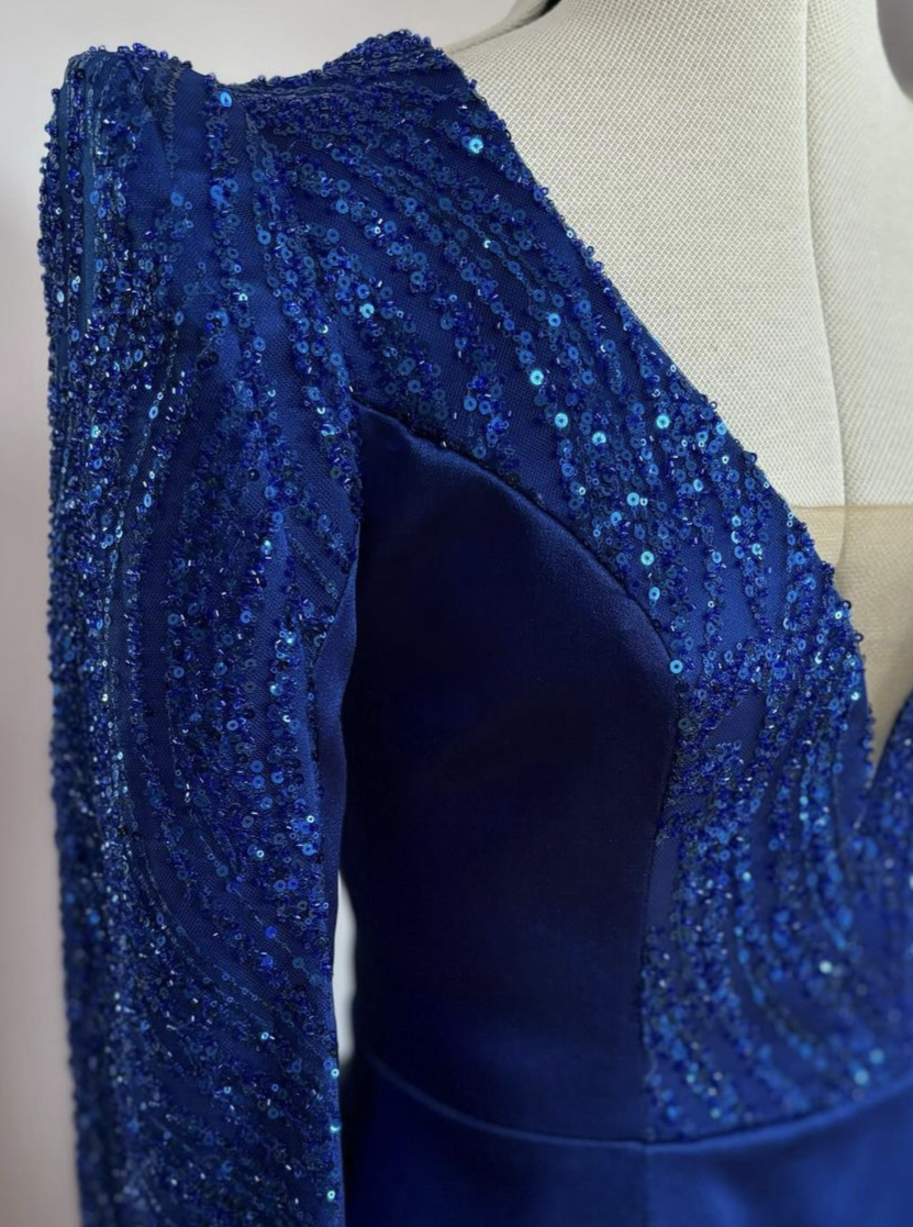 Dentelle perlée et pailletée bleue - Gillian