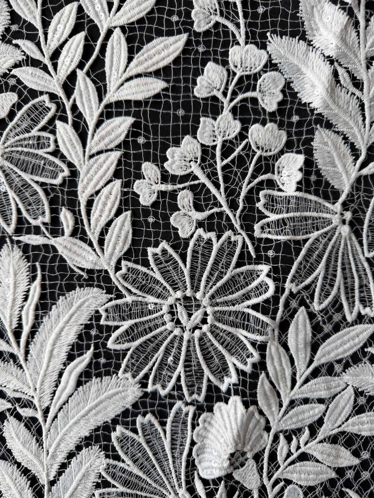 Dentelle Raschel à paillettes ivoire - EB3049