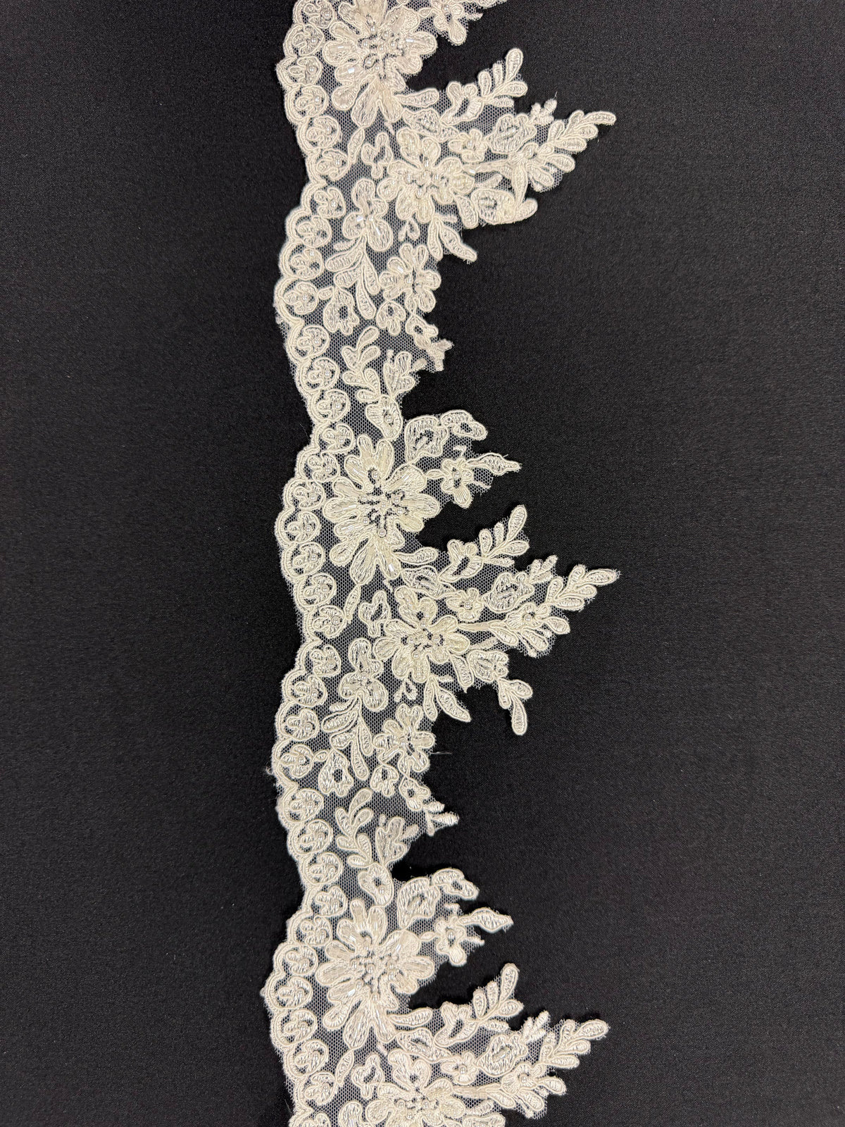 Ivory Corded and Beaded Lace Trim - T787