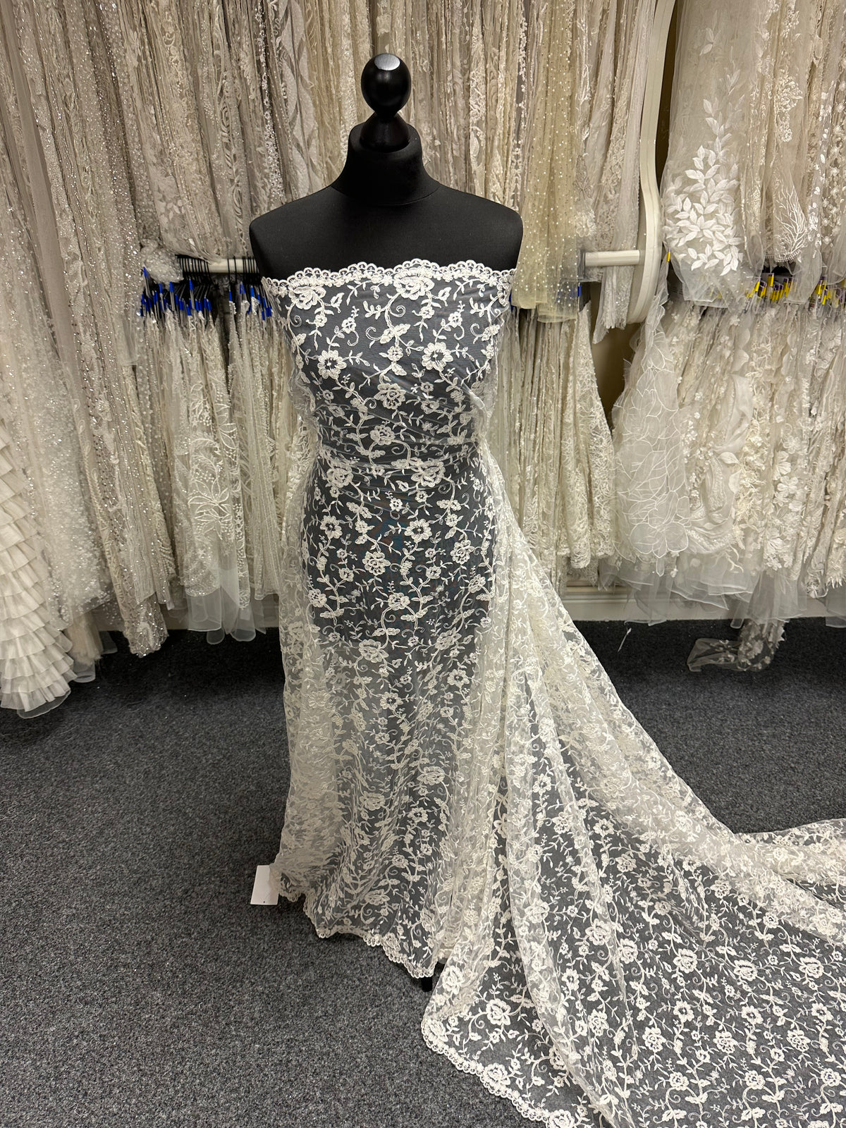 Dentelle brodée ivoire à cordonnet - P430