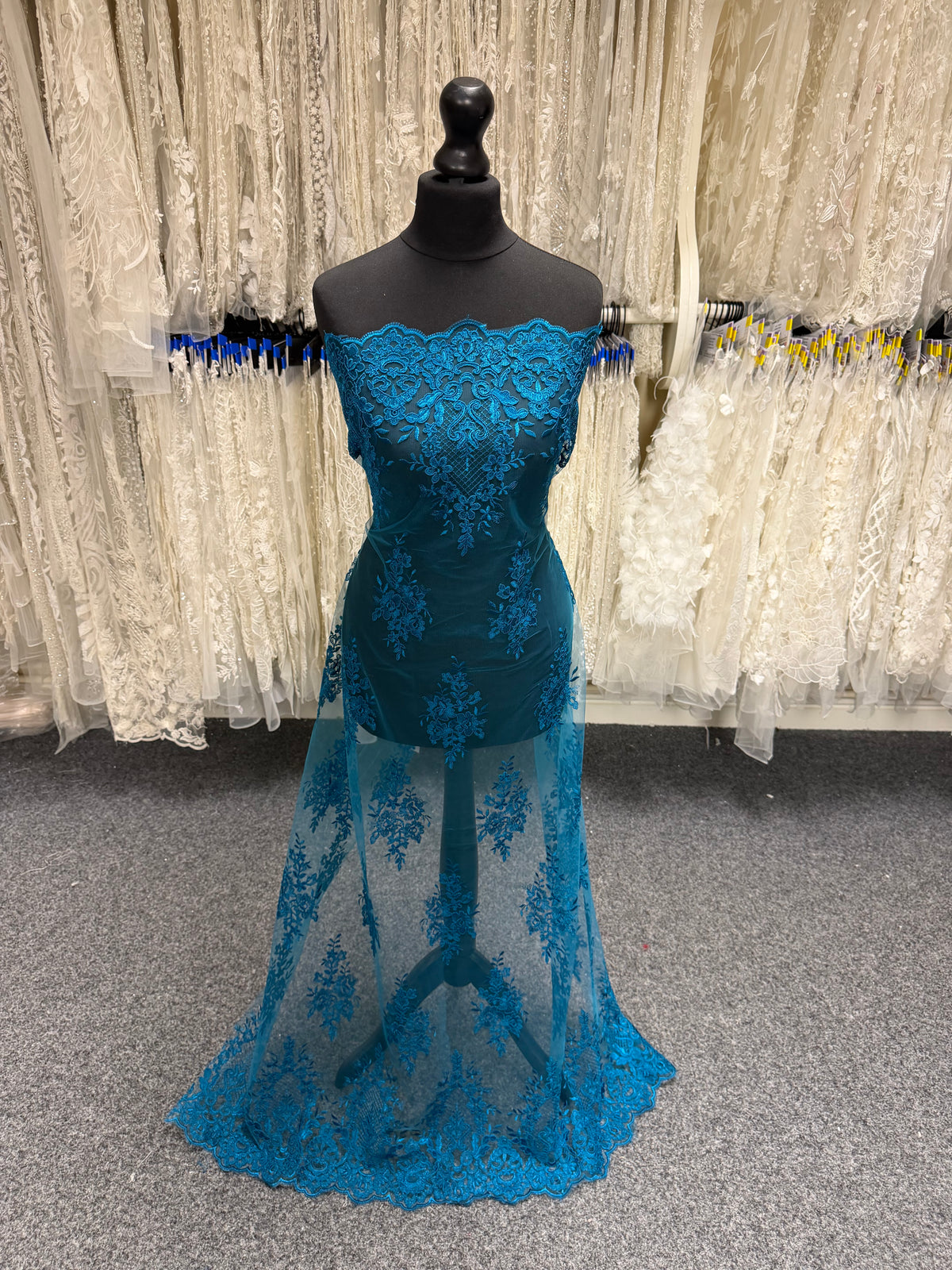 Dentelle Cordonnée Bleu Canard - LA7009