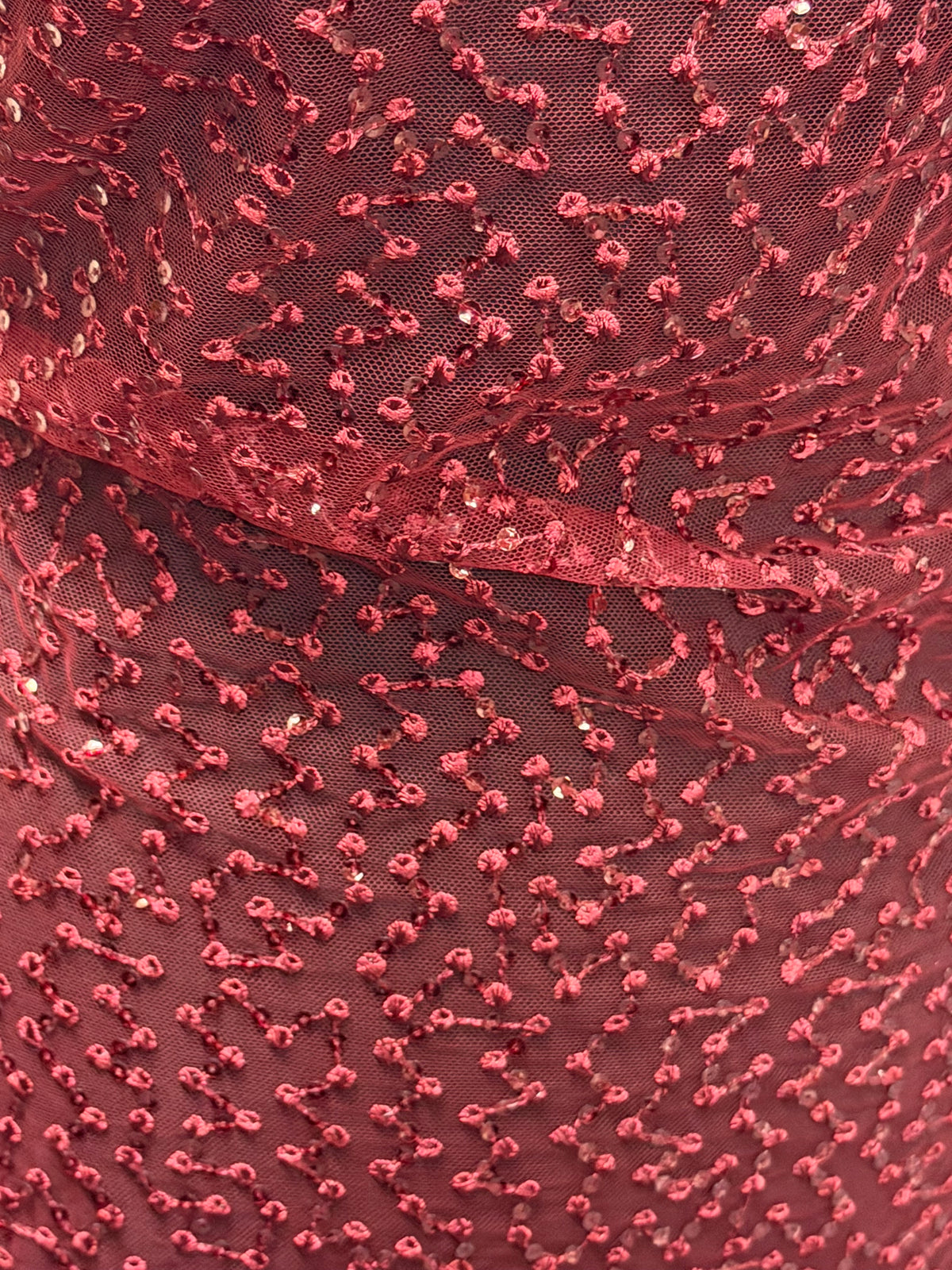 Dentelle brodée de sequins couleur vin - EB3029