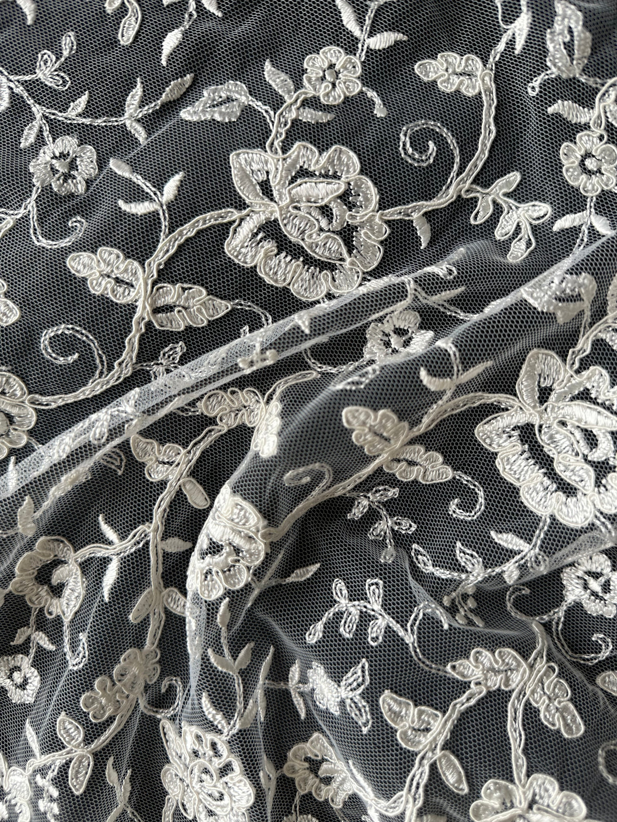 Dentelle brodée ivoire à cordonnet - P430