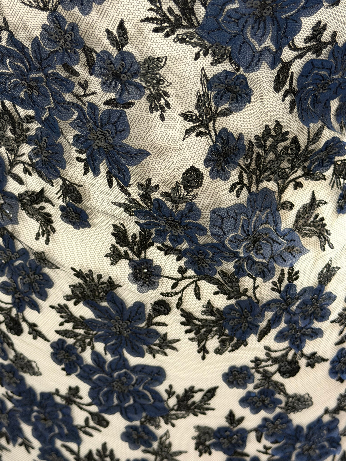 Dentelle brodée bleu marine et noire - EB3053