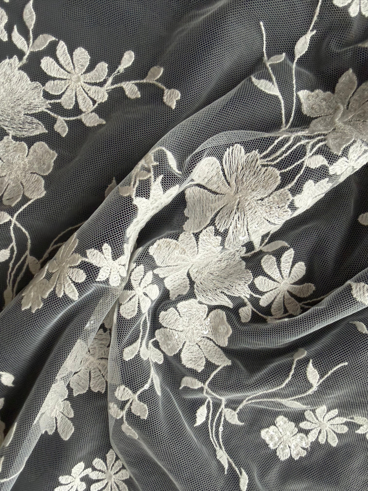 Dentelle à paillettes ivoire - EB3063