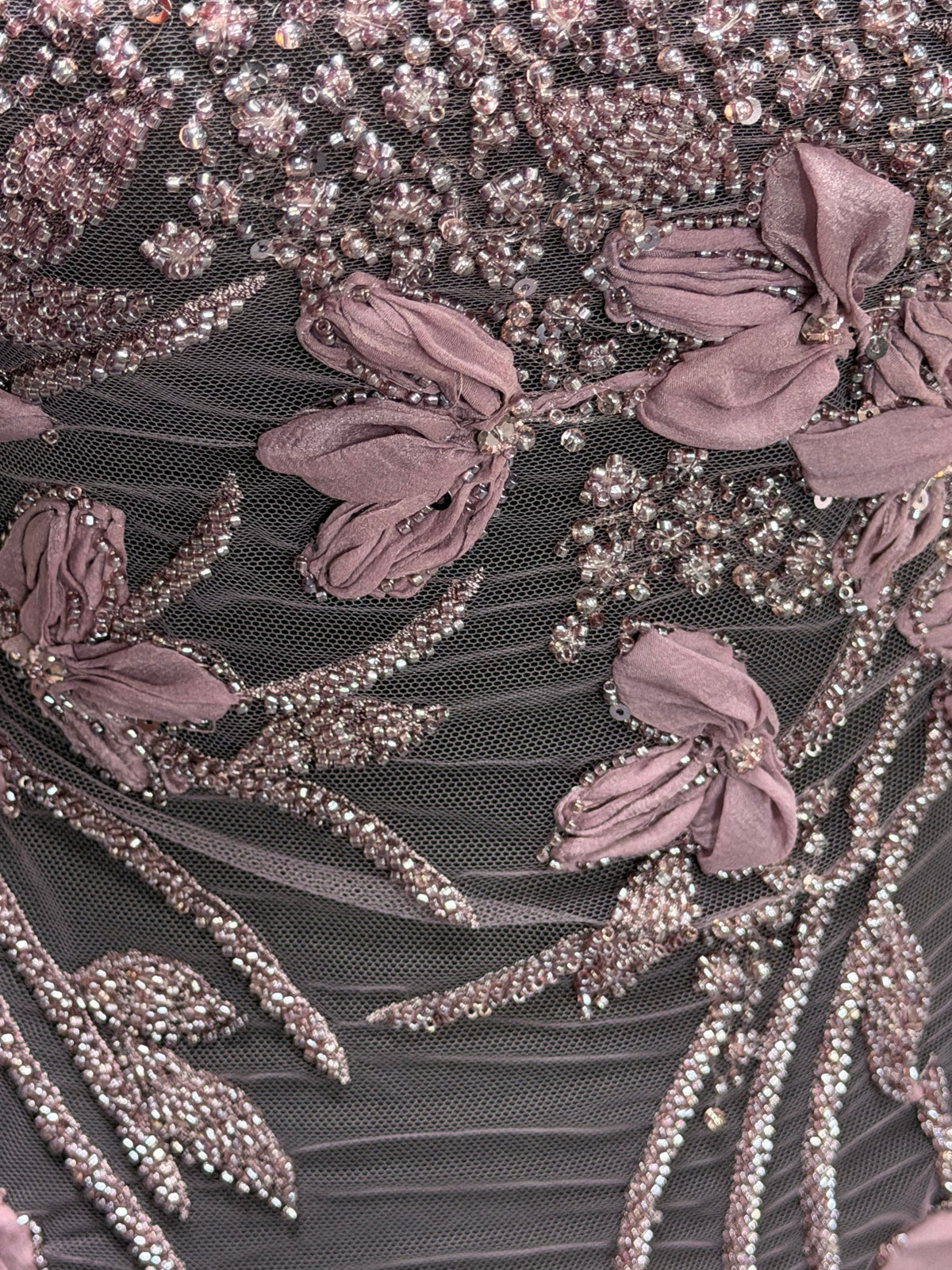 Dentelle Brodé Perles 3D Violette - Johari