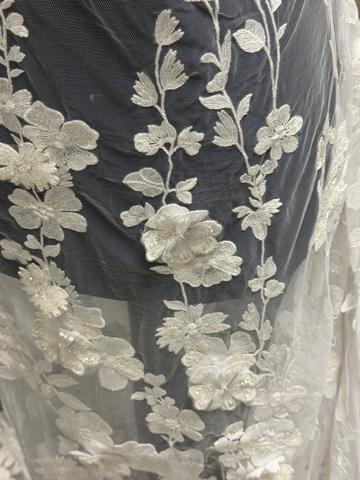White 3D Flower Lace - Arcadia