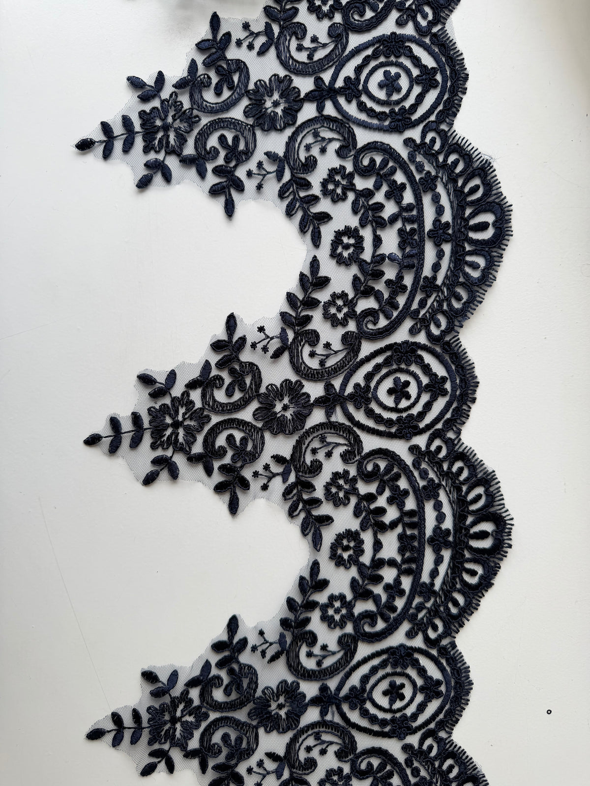 Galon de dentelle à cordonnet bleu marine - T623