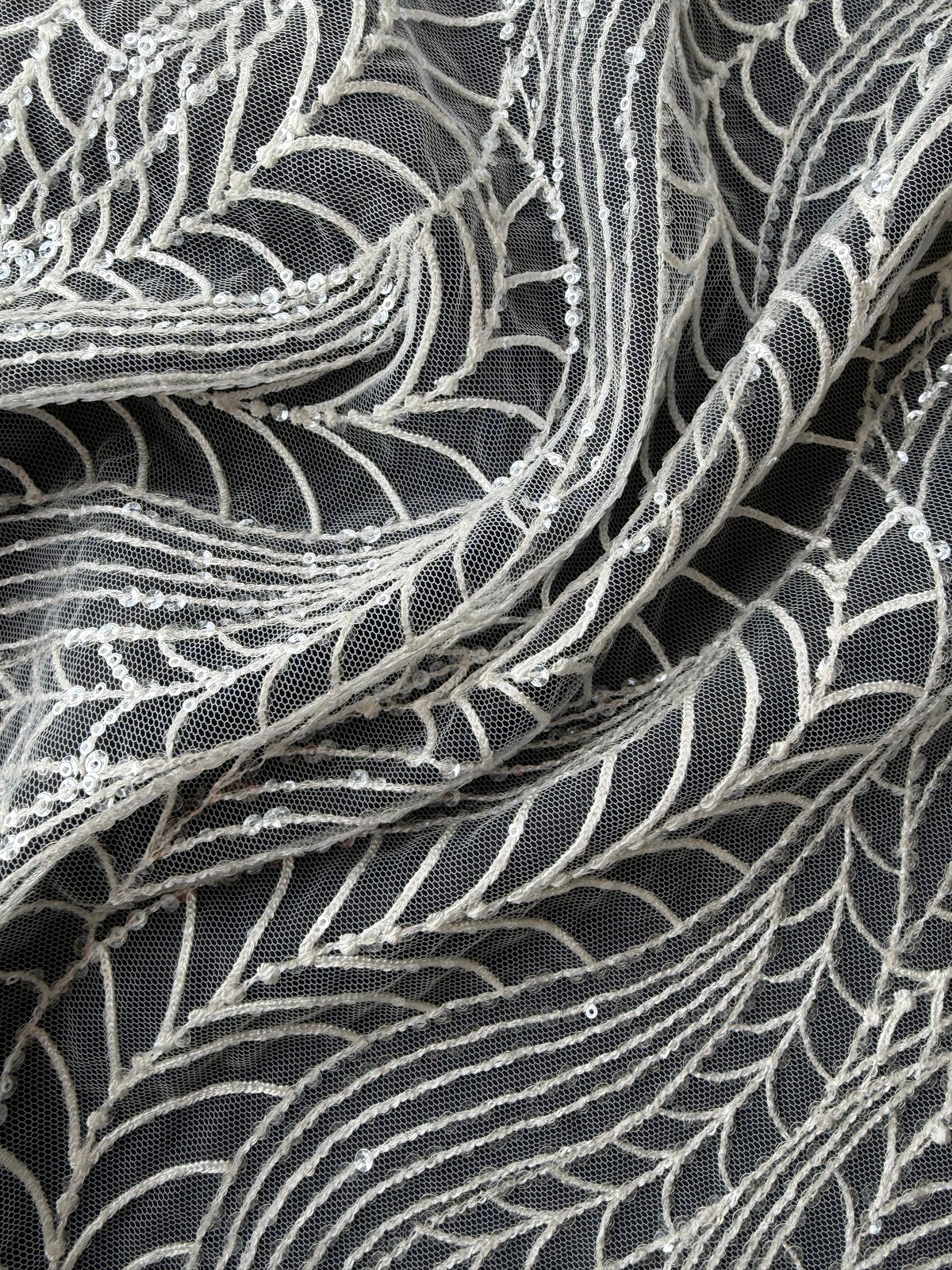 Dentelle de mariée à paillettes ivoire - EB3033