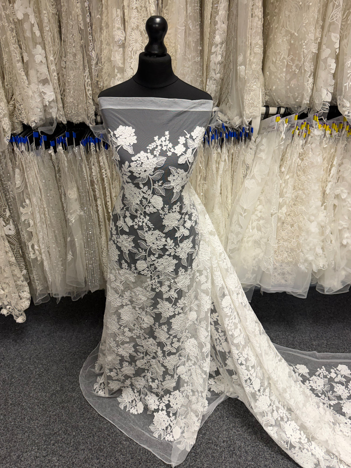 Dentelle brodée avec cordon ivoire italien - Paisley