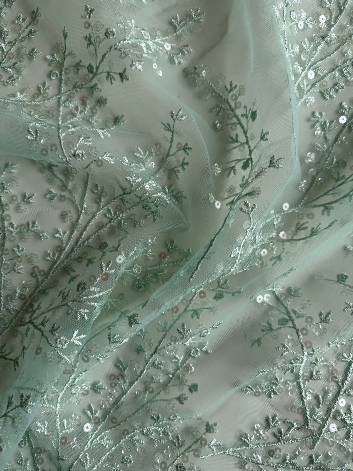Dentelle à paillettes vert clair - EB3065