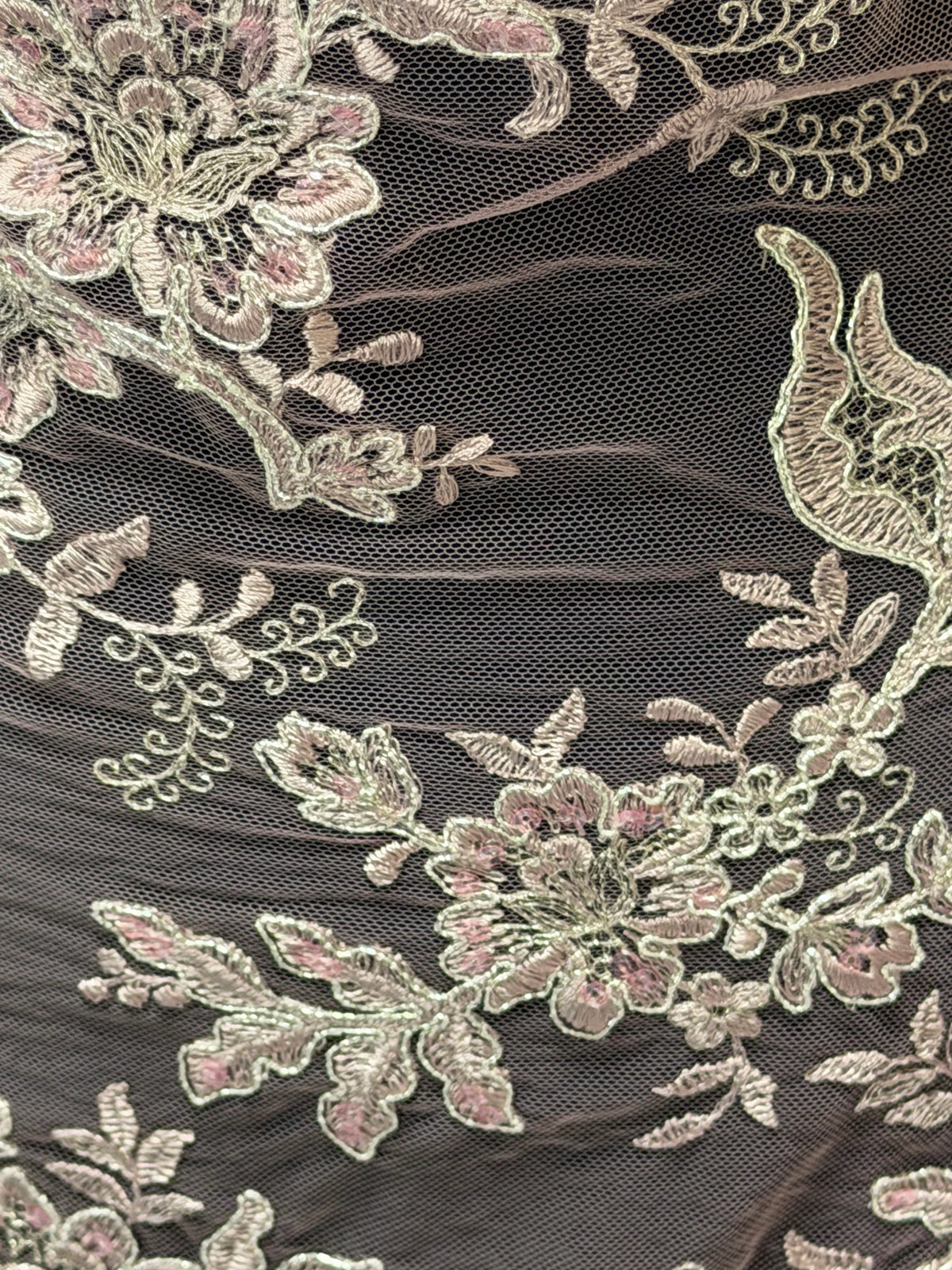 Pink and Silver Corded Lace - P816