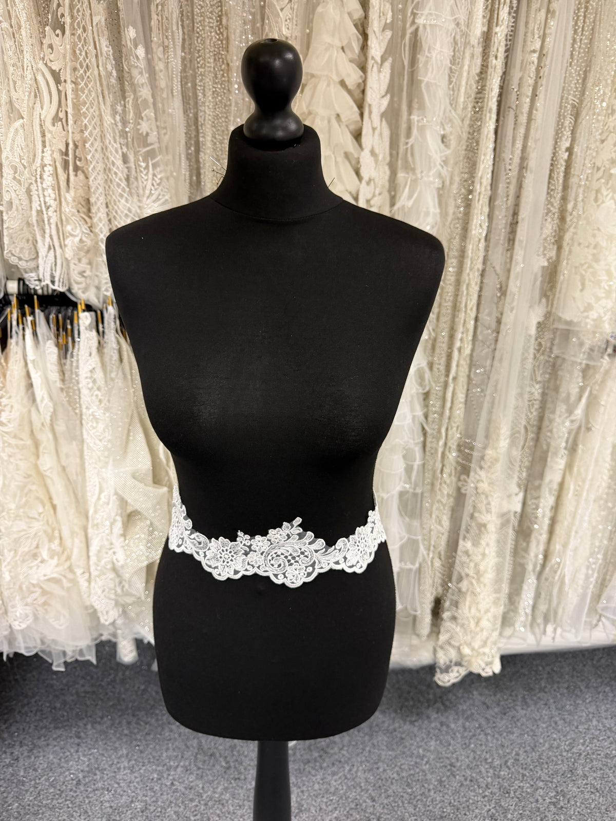 Galon de dentelle brodé ivoire - T746