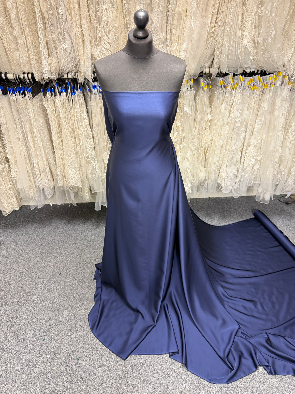 Satin épais doux bleu marine - PB1009
