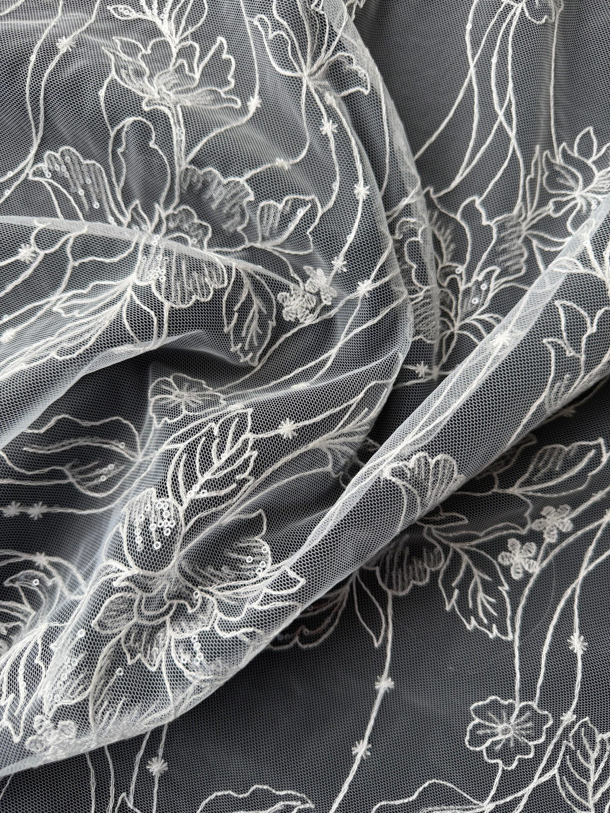 Dentelle brodée de paillettes ivoire - Atley