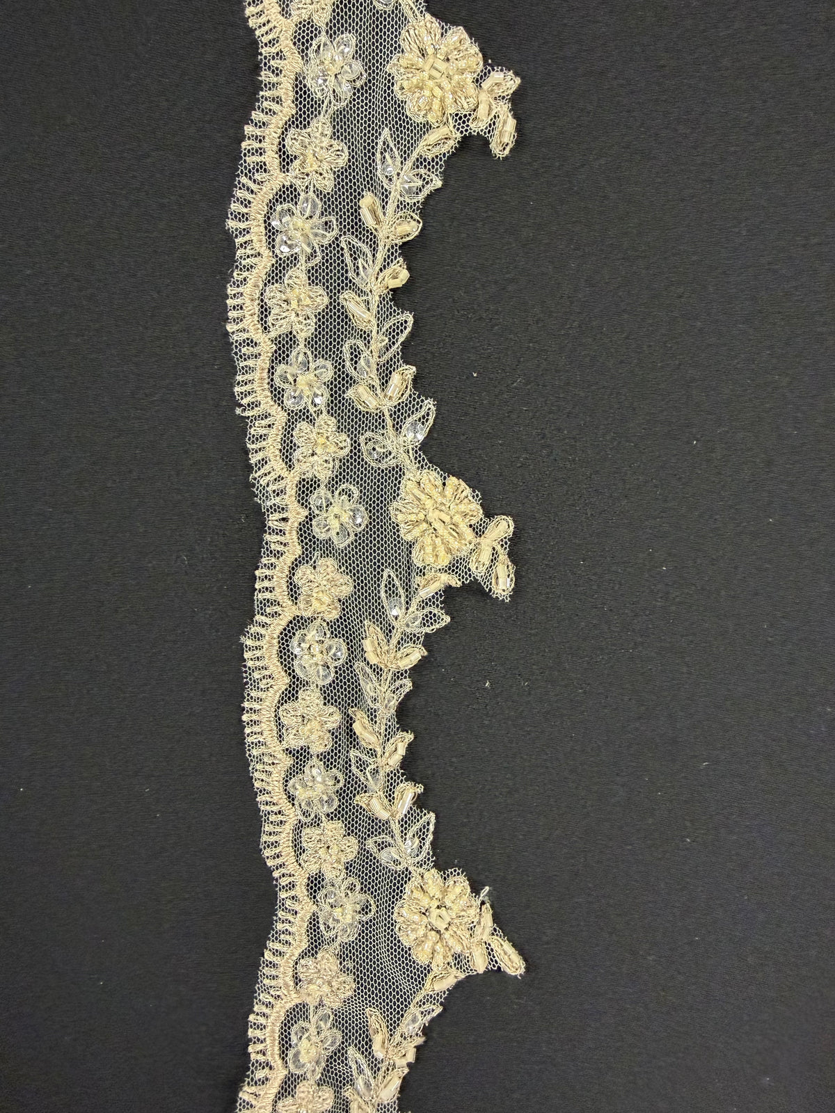 Ivoire/Champagne/Or avec bordure en dentelle - T52