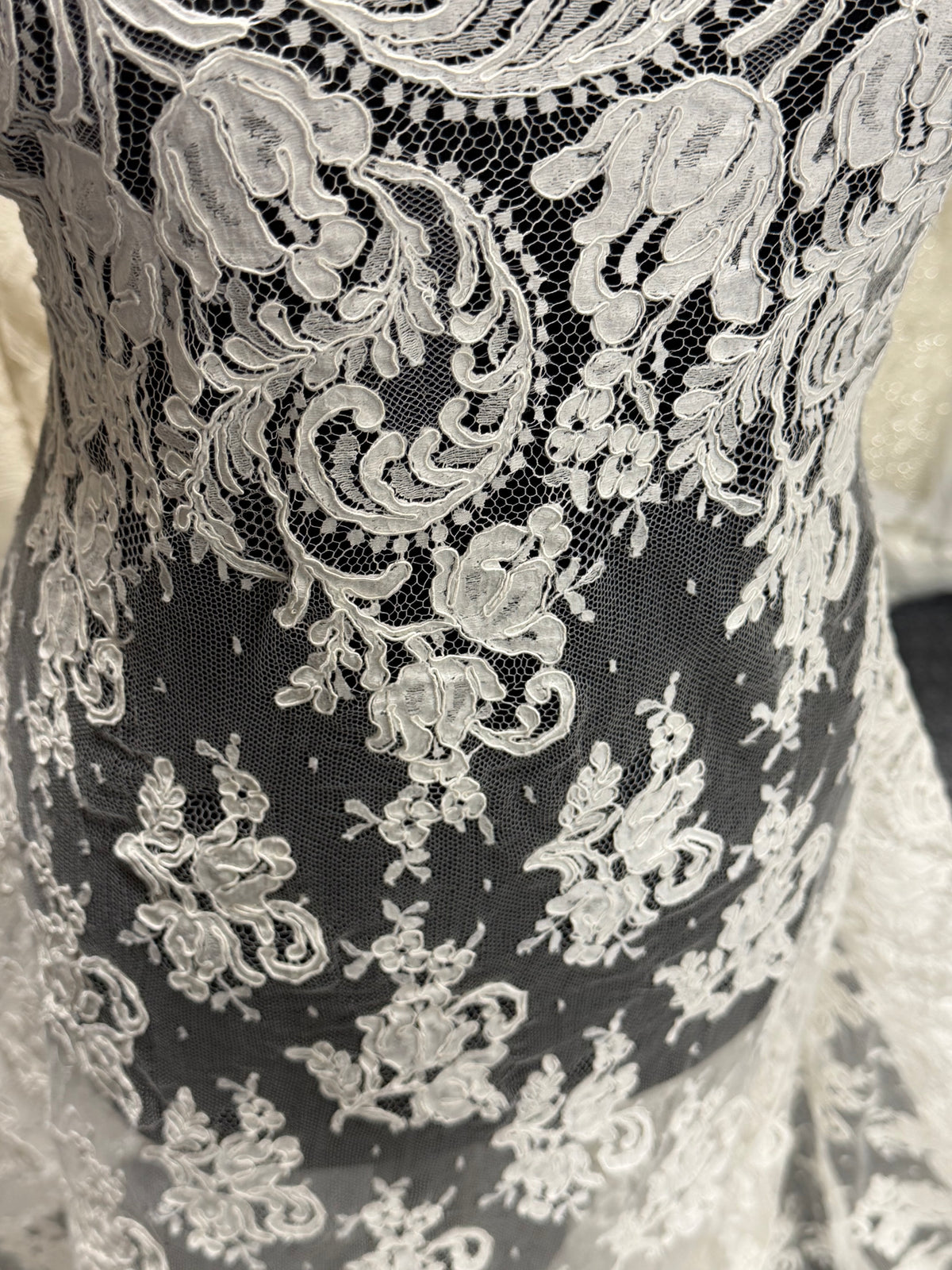 Dentelle de Chantilly ivoire brodée - Beckina