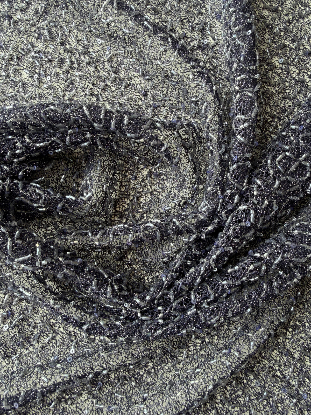 Dentelle perlée marine - Baltique