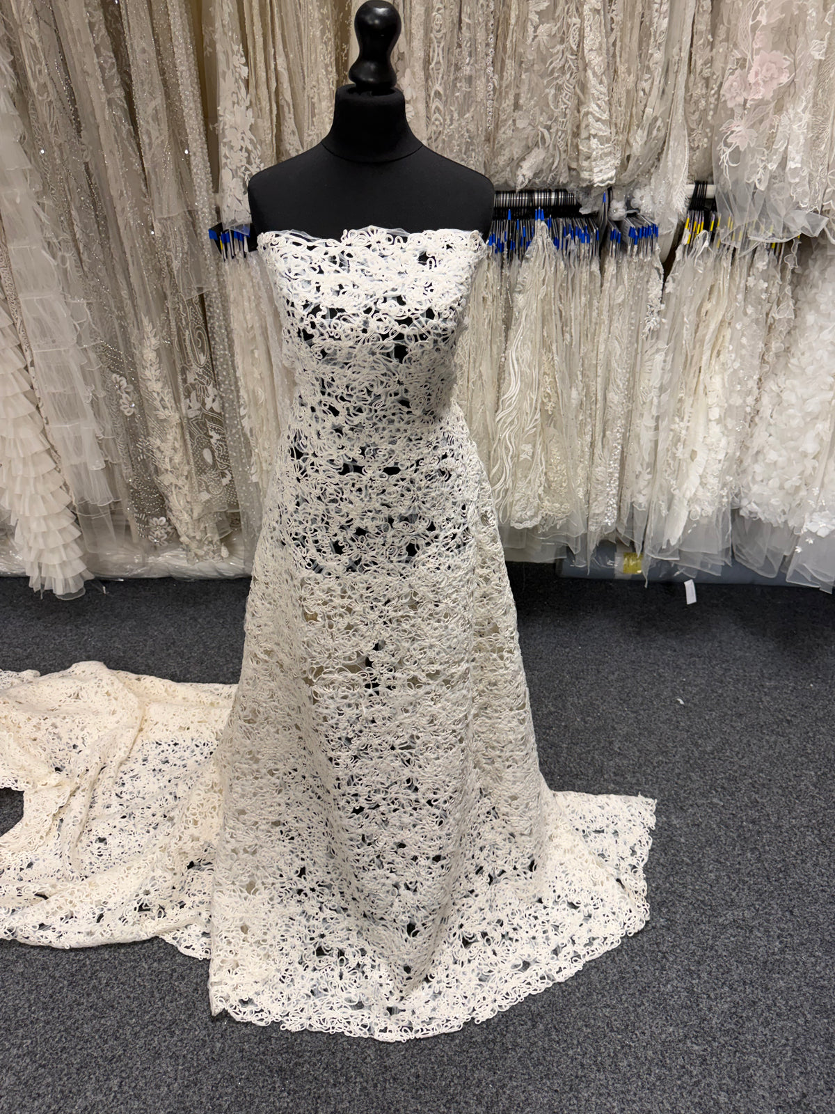Ivory Sequin Abstract Lace - P870