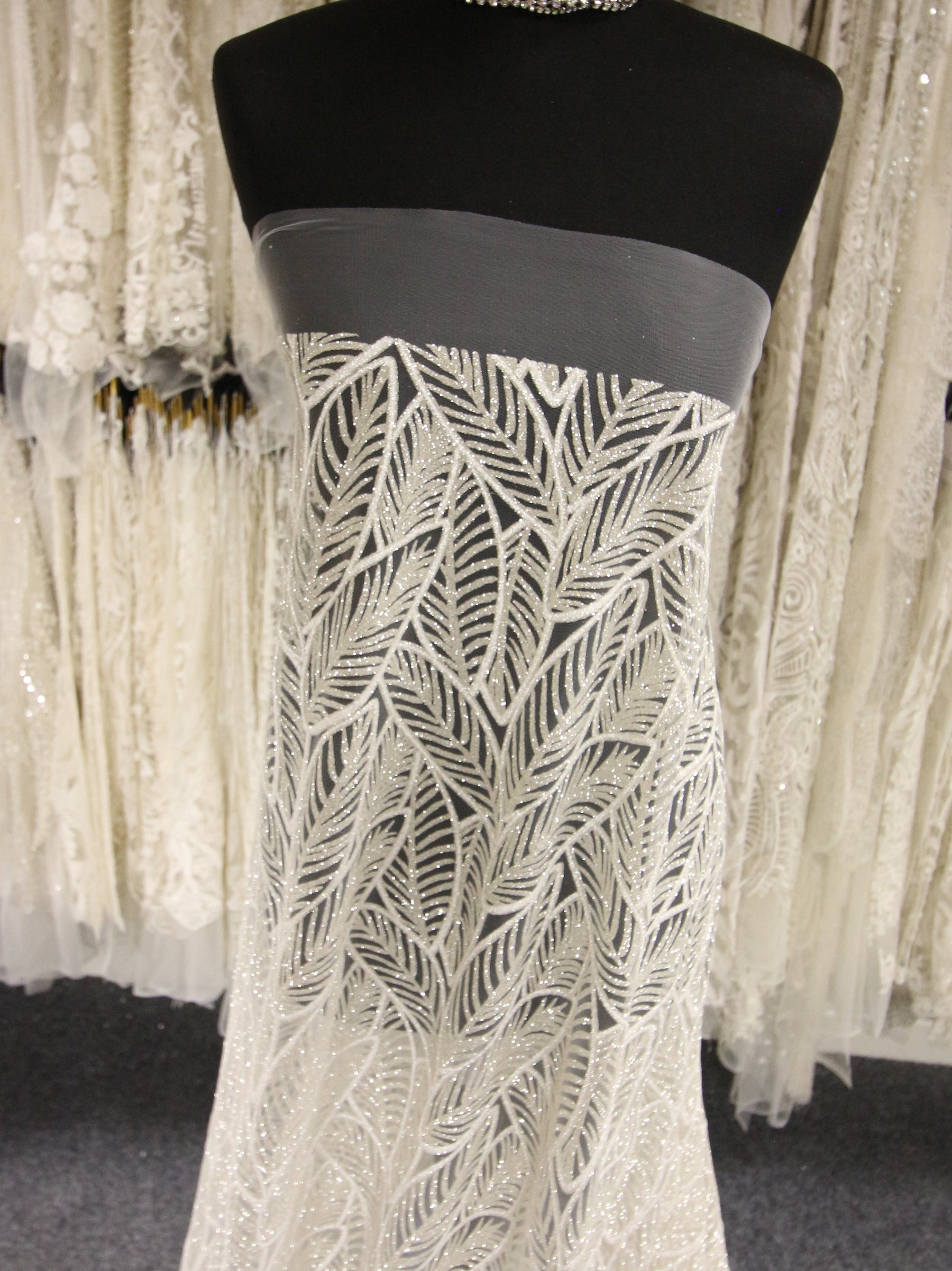Dentelle pailletée ivoire - Lindsay