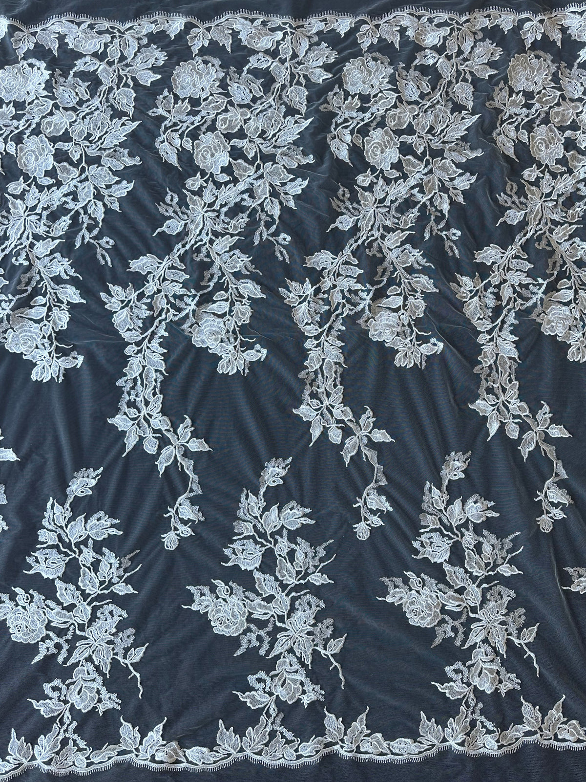 Dentelle Raschel Brodée Ivoire - Lucinda