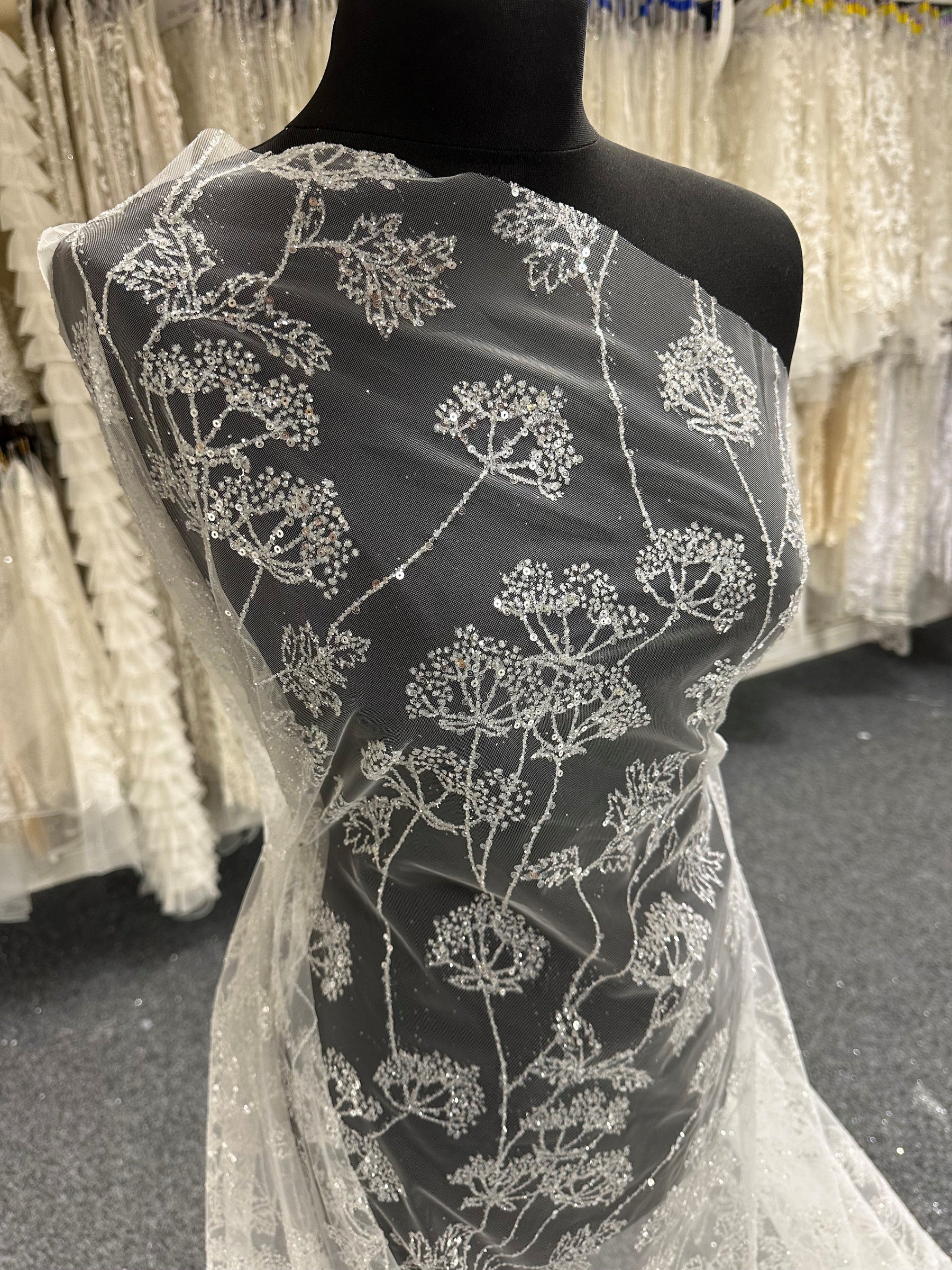 Tulle Fleur Pailleté Ivoire - Blink